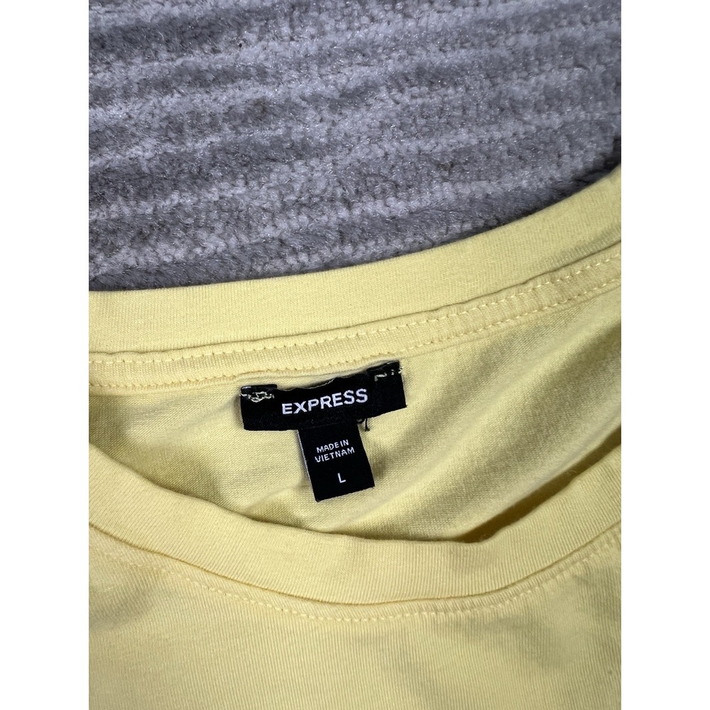 Express Top Womens Large Yellow Short Sleeve Cotton Blend Casual - Picture 10 of 13